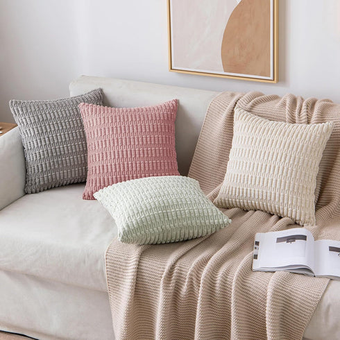 Corduroy Decorative Throw Pillow Covers Soft Boho Striped Modern Farmhouse Christmas Home Decor For Sofa Living Room Couch Bed